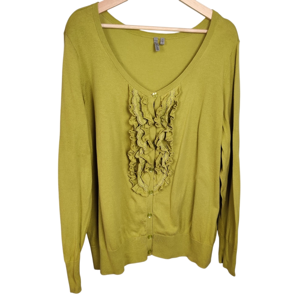 Caslon Ruffle Front Women's Cardigan, 2X